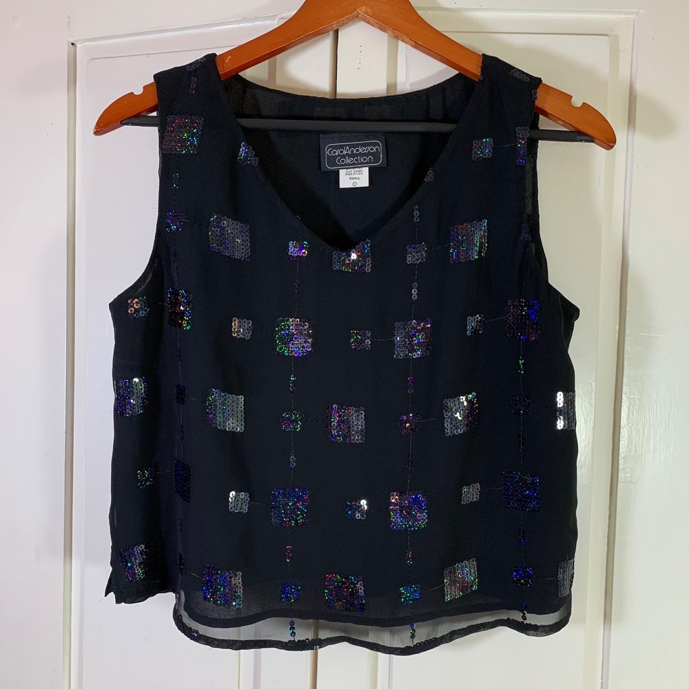 Carol Anderson Collection Sequin Tank‎ Womens Small Top Sleeveless Party Top